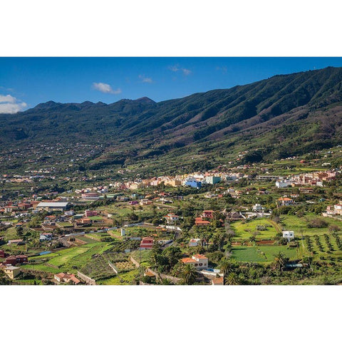 Canary Islands-La Palma Island-Santa Cruz de la Palma-elevated view Brena Alta neighborhood Black Modern Wood Framed Art Print by Bibikow, Walter