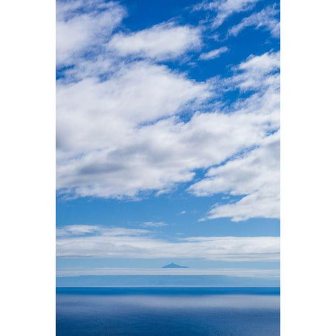 Canary Islands-La Palma Island-Villa de Mazo-view towards El Teide Mountain on Tenerife Island Black Modern Wood Framed Art Print by Bibikow, Walter