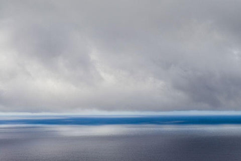 Canary Islands-La Palma Island-Las Indias-storm front over Atlantic Ocean White Modern Wood Framed Art Print with Double Matting by Bibikow, Walter