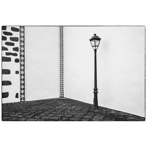 Canary Islands-La Palma Island-Puntallana-Parroquia San Juan Bautista church-wall detail Black Modern Wood Framed Art Print by Bibikow, Walter