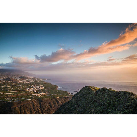 Canary Islands-La Palma Island-La Laguna-elevated city view from Mirador El Time Gold Ornate Wood Framed Art Print with Double Matting by Bibikow, Walter