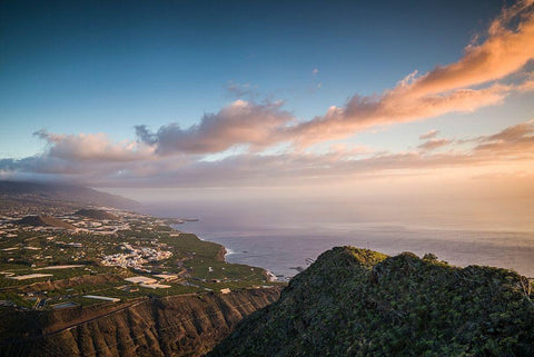Canary Islands-La Palma Island-La Laguna-elevated city view from Mirador El Time White Modern Wood Framed Art Print with Double Matting by Bibikow, Walter