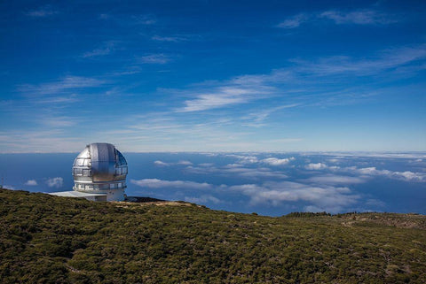 Canary Islands-Roque de los Muchachos Observatory-one of the worlds largest telescopes White Modern Wood Framed Art Print with Double Matting by Bibikow, Walter