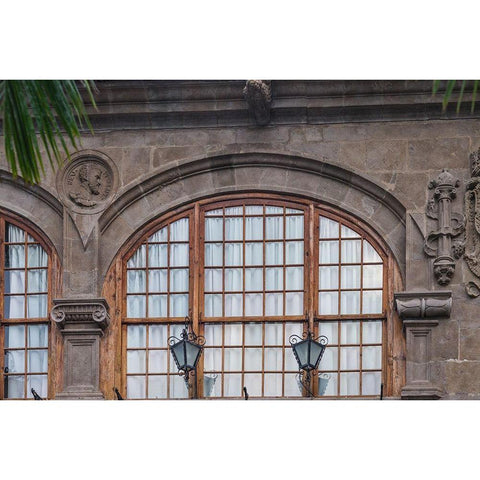 Canary Islands-La Palma Island-Santa Cruz de la Palma-building detail Calle ODaly street Black Modern Wood Framed Art Print by Bibikow, Walter