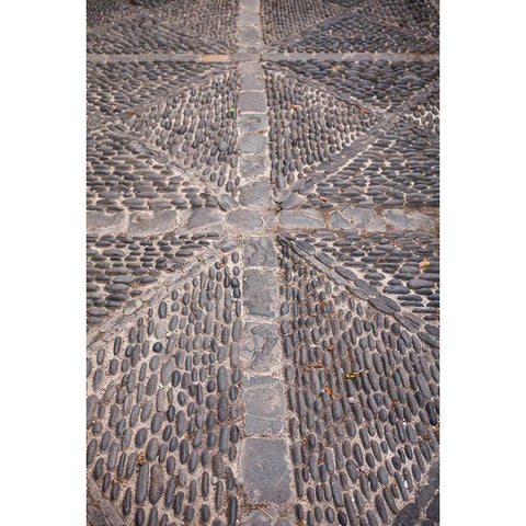 Canary Islands-La Palma Island-Santa Cruz de la Palma-street stonework detail Black Modern Wood Framed Art Print by Bibikow, Walter