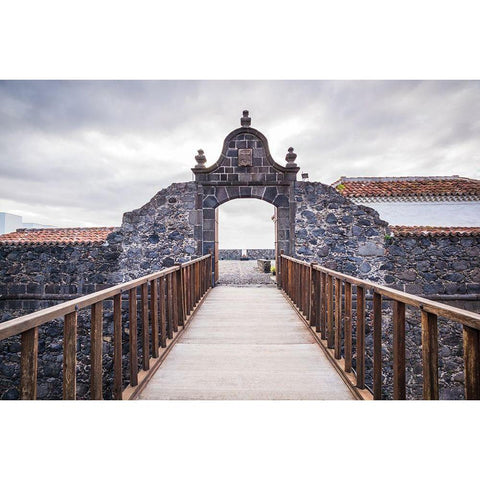 Canary Islands-La Palma Island-Santa Cruz de la Palma-Castillo de Santa Catalina Fortress Gold Ornate Wood Framed Art Print with Double Matting by Bibikow, Walter