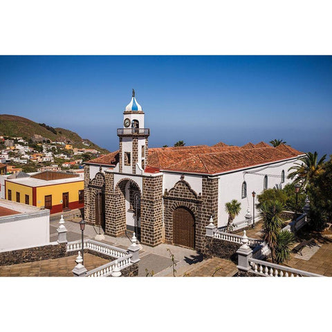 Canary Islands-El Hierro Island-Valverde-Iglesia de Nuestra Senora de la Concepcion church Black Modern Wood Framed Art Print with Double Matting by Bibikow, Walter