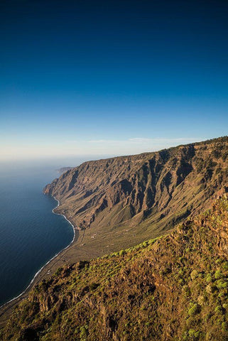 Canary Islands-El Hierro Island-Mirador de Isora-elevated view of the east coast Black Ornate Wood Framed Art Print with Double Matting by Bibikow, Walter