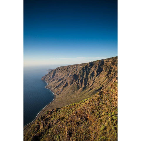 Canary Islands-El Hierro Island-Mirador de Isora-elevated view of the east coast Black Modern Wood Framed Art Print by Bibikow, Walter