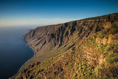 Canary Islands-El Hierro Island-Mirador de Isora-elevated view of the east coast Black Ornate Wood Framed Art Print with Double Matting by Bibikow, Walter