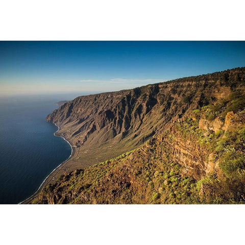 Canary Islands-El Hierro Island-Mirador de Isora-elevated view of the east coast Black Modern Wood Framed Art Print by Bibikow, Walter