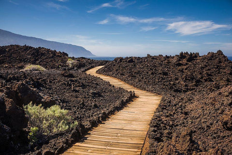 Canary Islands-El Hierro Island-Las Puntas-La Maceta-coastal walkway Black Ornate Wood Framed Art Print with Double Matting by Bibikow, Walter