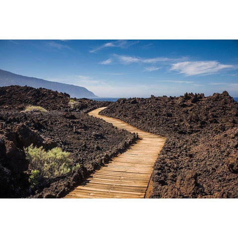Canary Islands-El Hierro Island-Las Puntas-La Maceta-coastal walkway Black Modern Wood Framed Art Print by Bibikow, Walter