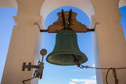Canary Islands-Tenerife Island-Garachico-Iglesia de Santa Ana church-church bell Black Ornate Wood Framed Art Print with Double Matting by Bibikow, Walter