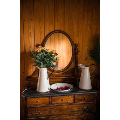 Canary Islands-Tenerife Island-La Orotava-dresser still life Black Modern Wood Framed Art Print by Bibikow, Walter