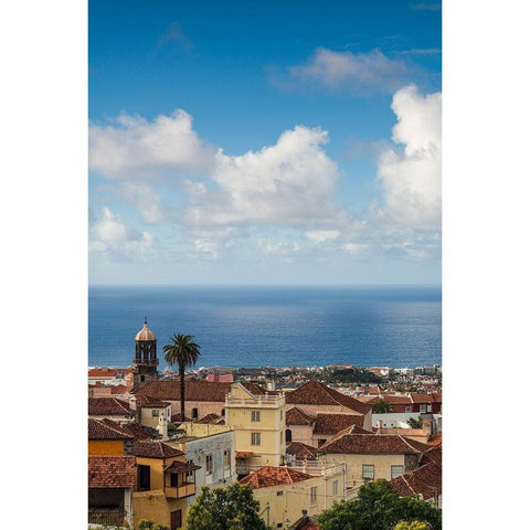 Canary Islands-Tenerife Island-La Orotava-elevated town view Black Modern Wood Framed Art Print by Bibikow, Walter