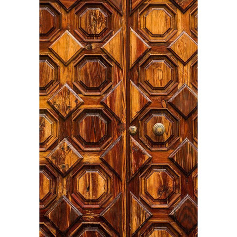 Canary Islands-Tenerife Island-La Orotava-door detail Black Modern Wood Framed Art Print with Double Matting by Bibikow, Walter