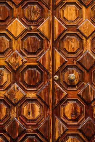 Canary Islands-Tenerife Island-La Orotava-door detail White Modern Wood Framed Art Print with Double Matting by Bibikow, Walter