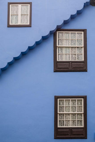 Canary Islands-Tenerife Island-San Cristobal de La Laguna-blue building detail Black Ornate Wood Framed Art Print with Double Matting by Bibikow, Walter