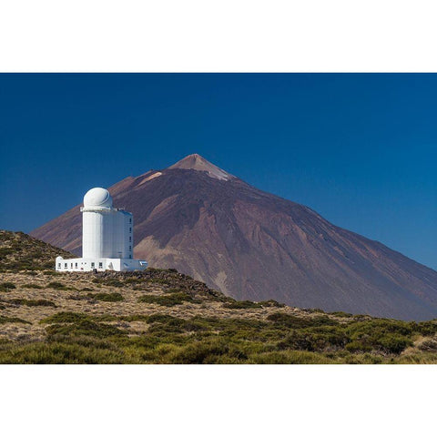 Canary Islands-Tenerife Island-El Teide Mountain-Observatorio del Teide-astronomical observatory Black Modern Wood Framed Art Print by Bibikow, Walter