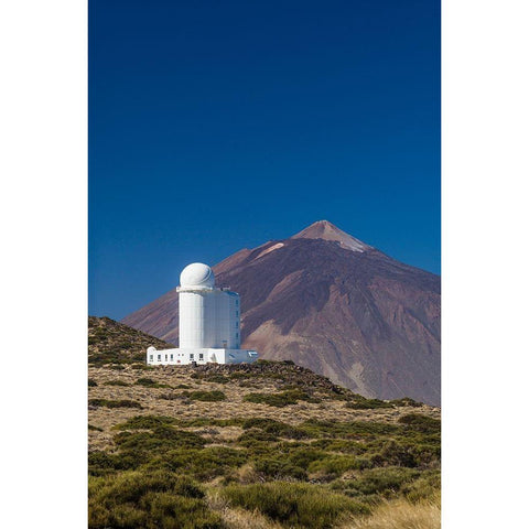 Canary Islands-Tenerife Island-El Teide Mountain-Observatorio del Teide-astronomical observatory Black Modern Wood Framed Art Print by Bibikow, Walter