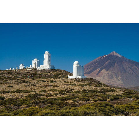 Canary Islands-Tenerife Island-El Teide Mountain-Observatorio del Teide-astronomical observatory Black Modern Wood Framed Art Print by Bibikow, Walter