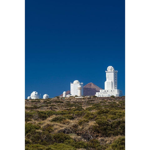 Canary Islands-Tenerife Island-El Teide Mountain-Observatorio del Teide-astronomical observatory Black Modern Wood Framed Art Print by Bibikow, Walter