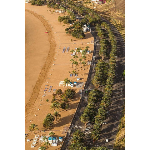 Canary Islands-Tenerife Island-San Andres-elevated view of San Andres Beach White Modern Wood Framed Art Print by Bibikow, Walter