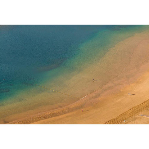 Canary Islands-Tenerife Island-San Andres-elevated view of San Andres Beach Black Modern Wood Framed Art Print by Bibikow, Walter