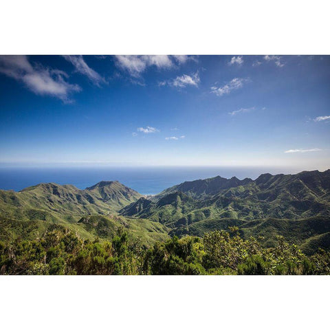 Canary Islands-Tenerife Island-northeast-La Cumbrilla-view of the Anaga Mountains White Modern Wood Framed Art Print by Bibikow, Walter