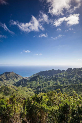 Canary Islands-Tenerife Island-northeast-La Cumbrilla-view of the Anaga Mountains Black Ornate Wood Framed Art Print with Double Matting by Bibikow, Walter