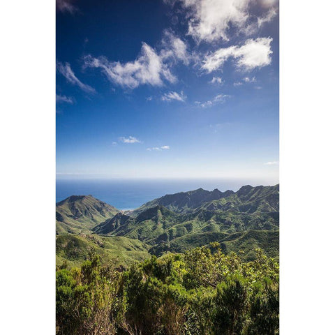 Canary Islands-Tenerife Island-northeast-La Cumbrilla-view of the Anaga Mountains Black Modern Wood Framed Art Print with Double Matting by Bibikow, Walter
