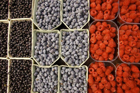 Sweden, Stockholm Berries at the Outdoor Market White Modern Wood Framed Art Print with Double Matting by Ross, Nancy ,  Steve