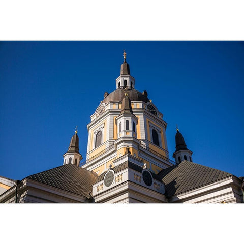 Sweden-Stockholm-Sodermalm neighborhood-Katarina Church church Black Modern Wood Framed Art Print by Bibikow, Walter