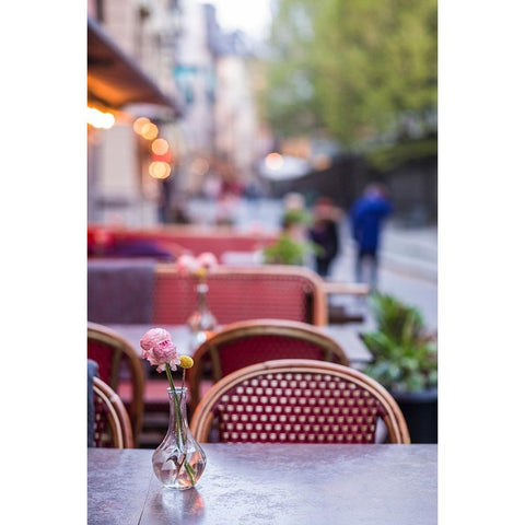 Sweden-Stockholm-Gamla Stan-Old Town-cafe tables White Modern Wood Framed Art Print by Bibikow, Walter