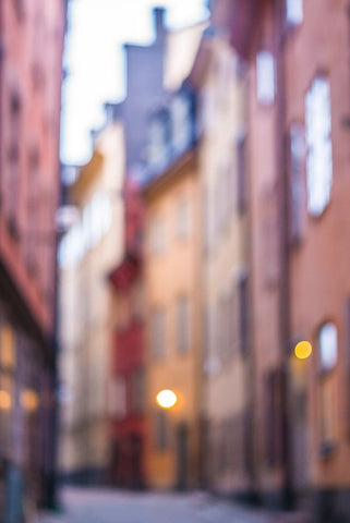 Sweden-Stockholm-Gamla Stan-Old Town-Royal Palace-old town street, Black Ornate Wood Framed Art Print with Double Matting by Bibikow, Walter