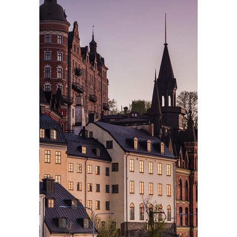 Sweden-Stockholm-view towards Sodermalm neighborhood-sunset Gold Ornate Wood Framed Art Print with Double Matting by Bibikow, Walter
