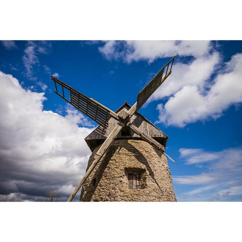 Sweden-Gotland Island-Botvatte-old windmill Black Modern Wood Framed Art Print with Double Matting by Bibikow, Walter