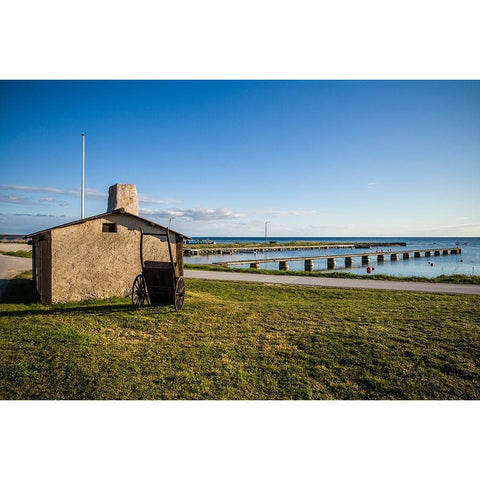Sweden-Gotland Island-Gnisvard-fishing shack Black Modern Wood Framed Art Print by Bibikow, Walter