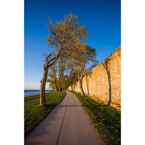 Sweden-Gotland Island-Visby-12th century city wall-most complete medieval city wall in Europe-sunse Black Modern Wood Framed Art Print by Bibikow, Walter