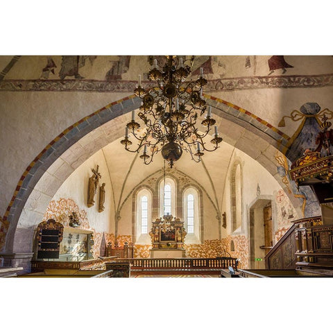 Sweden-Gotland Island-Bro-Bro church-interior Black Modern Wood Framed Art Print with Double Matting by Bibikow, Walter