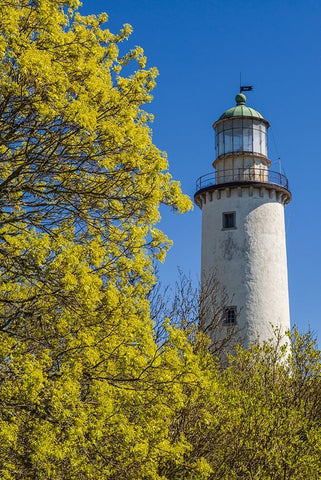 Sweden-Faro Island-Skogsbo-Skogsbo Lighthouse Black Ornate Wood Framed Art Print with Double Matting by Bibikow, Walter