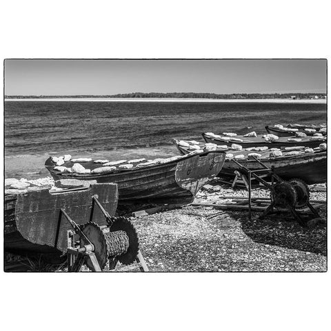 Sweden-Faro Island-Kursviken-coastal farmers fishing boats White Modern Wood Framed Art Print by Bibikow, Walter