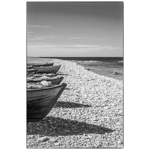 Sweden-Faro Island-Kursviken-coastal farmers fishing boats Black Modern Wood Framed Art Print by Bibikow, Walter