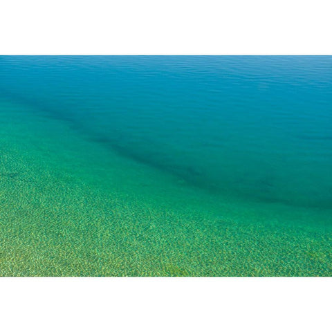 Sweden-Gotland Island-Labro-Bla Lagunen-Blue Lagoon-natural swimming area in former chalk quarry wi Black Modern Wood Framed Art Print by Bibikow, Walter