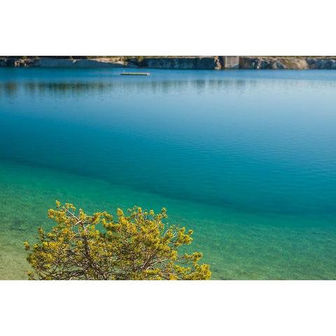 Sweden-Gotland Island-Labro-Bla Lagunen-Blue Lagoon-natural swimming area in former chalk quarry wi Black Modern Wood Framed Art Print by Bibikow, Walter