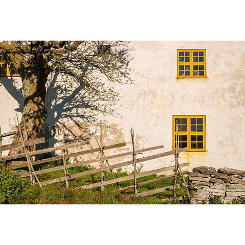 Sweden-Gotland Island-Fleringe-exterior farm Black Modern Wood Framed Art Print by Bibikow, Walter