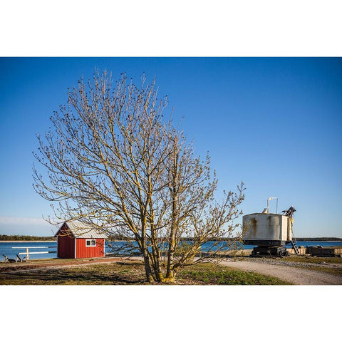 Sweden-Gotland Island-Blase-former lime factory-steam shovel Black Modern Wood Framed Art Print by Bibikow, Walter