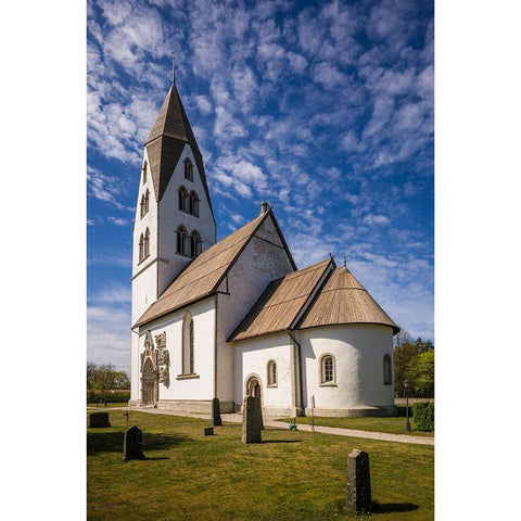 Sweden-Gotland Island-Stanga-Stanga church-exterior Black Modern Wood Framed Art Print by Bibikow, Walter