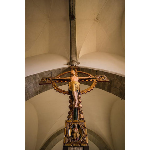 Sweden-Gotland Island-Stanga-Stanga church-interior crucifix Black Modern Wood Framed Art Print by Bibikow, Walter